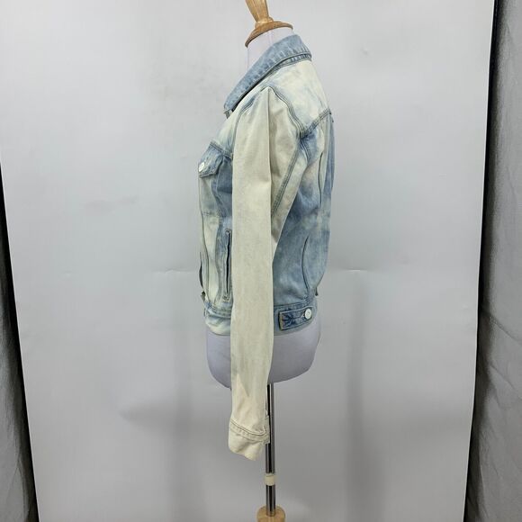 3x1 NYC Denim Jacket Womens S Small Acid Wash Cotton Tie Dye White Buttons - Picture 5 of 12